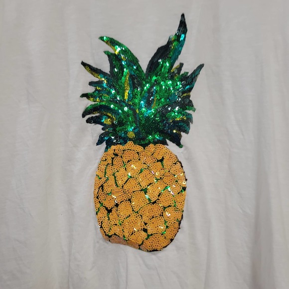 JUSTFAB Yellow & Green Sequin Pineapple Embellished  M - Picture 2 of 4